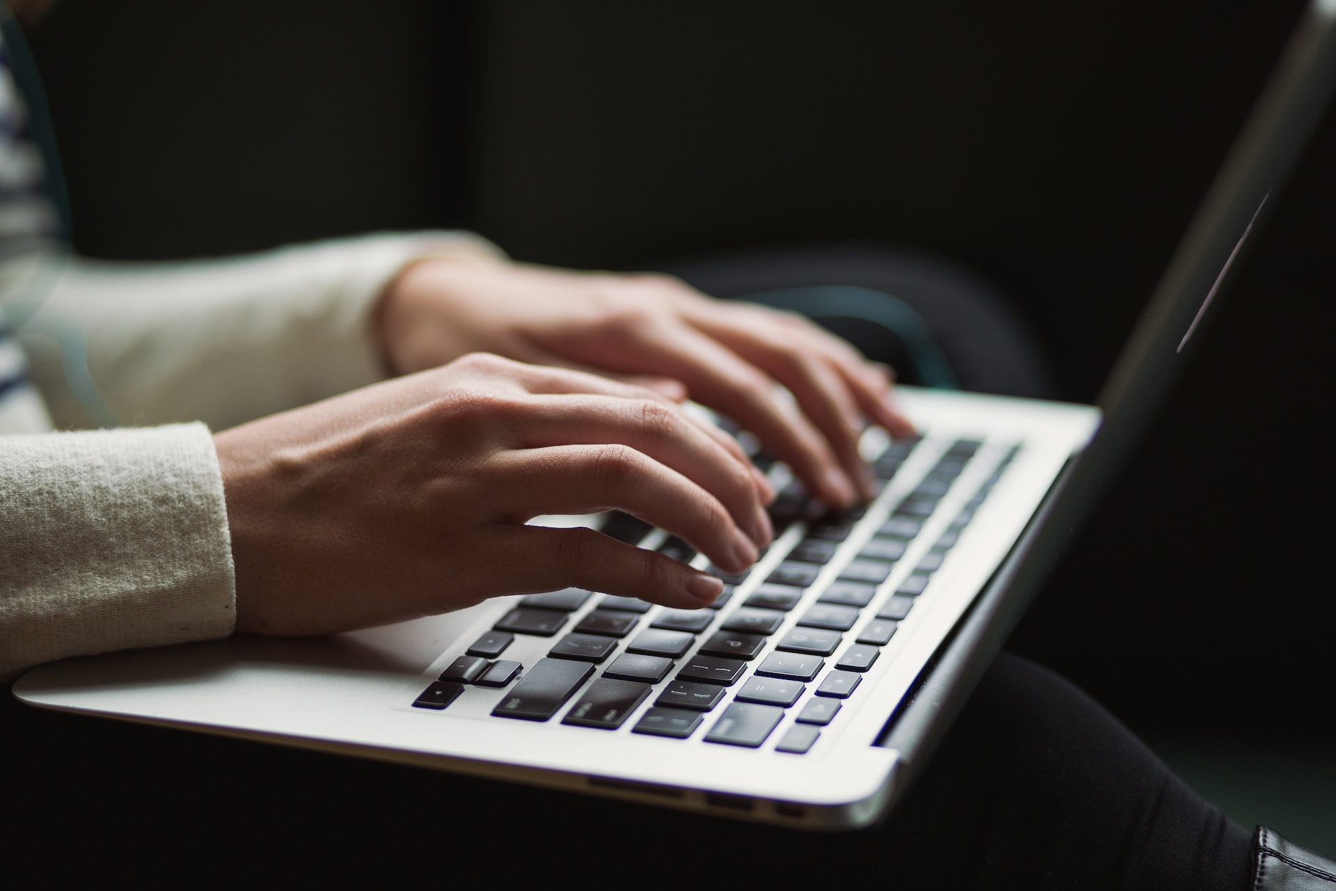 a photo of a person typing